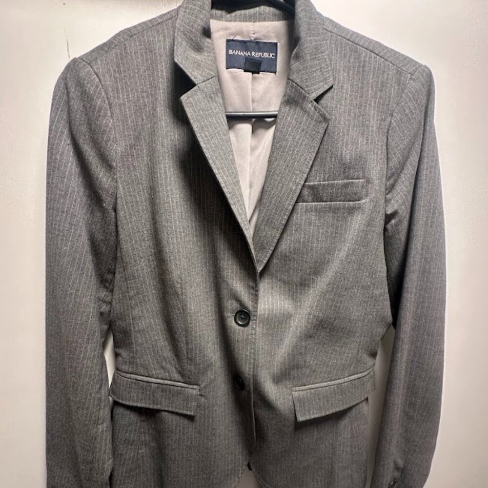 Banana Republic Gray Pinstripe Blazer (Size 4)
